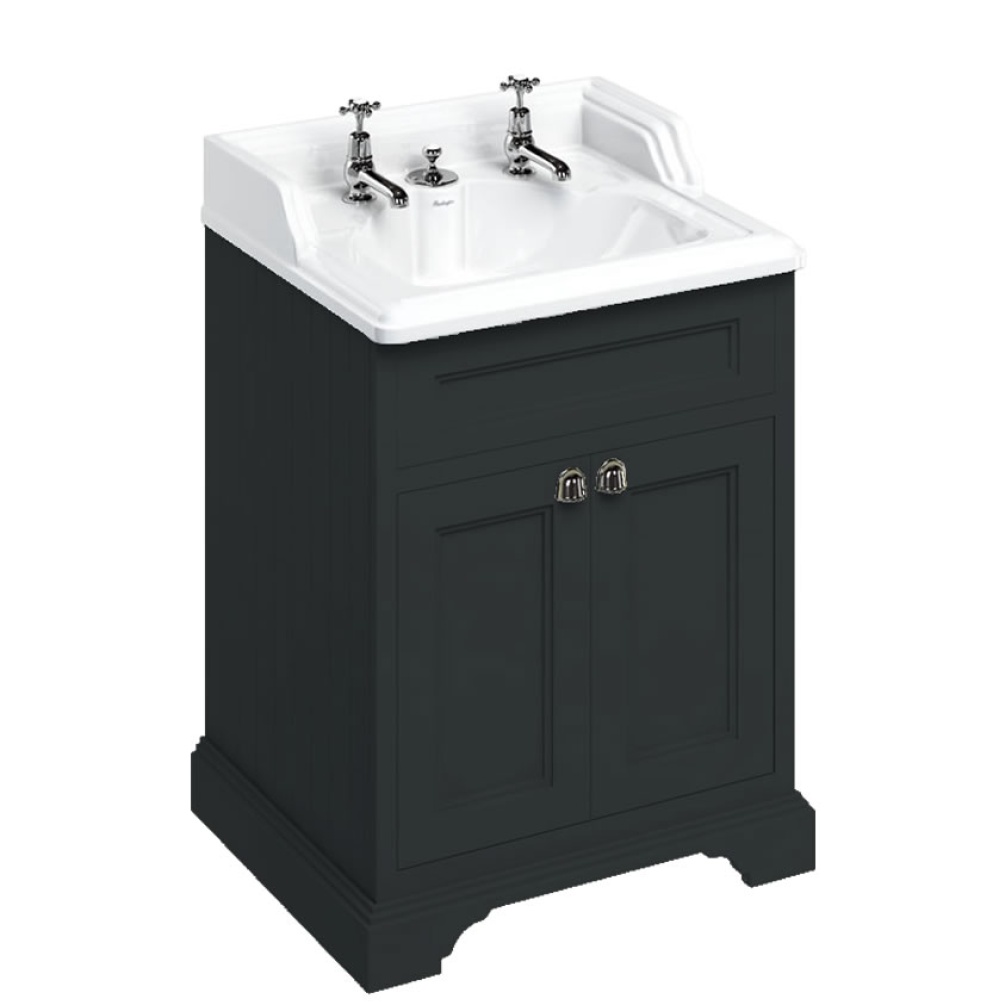 Burlington Classic 650mm Basin With Integrated Waste & Overflow & Matt Black Freestanding Vanity Unit